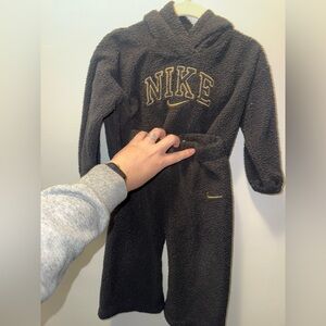Nike Black Sherpa One-Piece with Gold Embroidered Logo